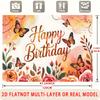 Party Backdrop Happy Birthday Birthday Floral Butterfly Photo Booth Background Front Door Decor