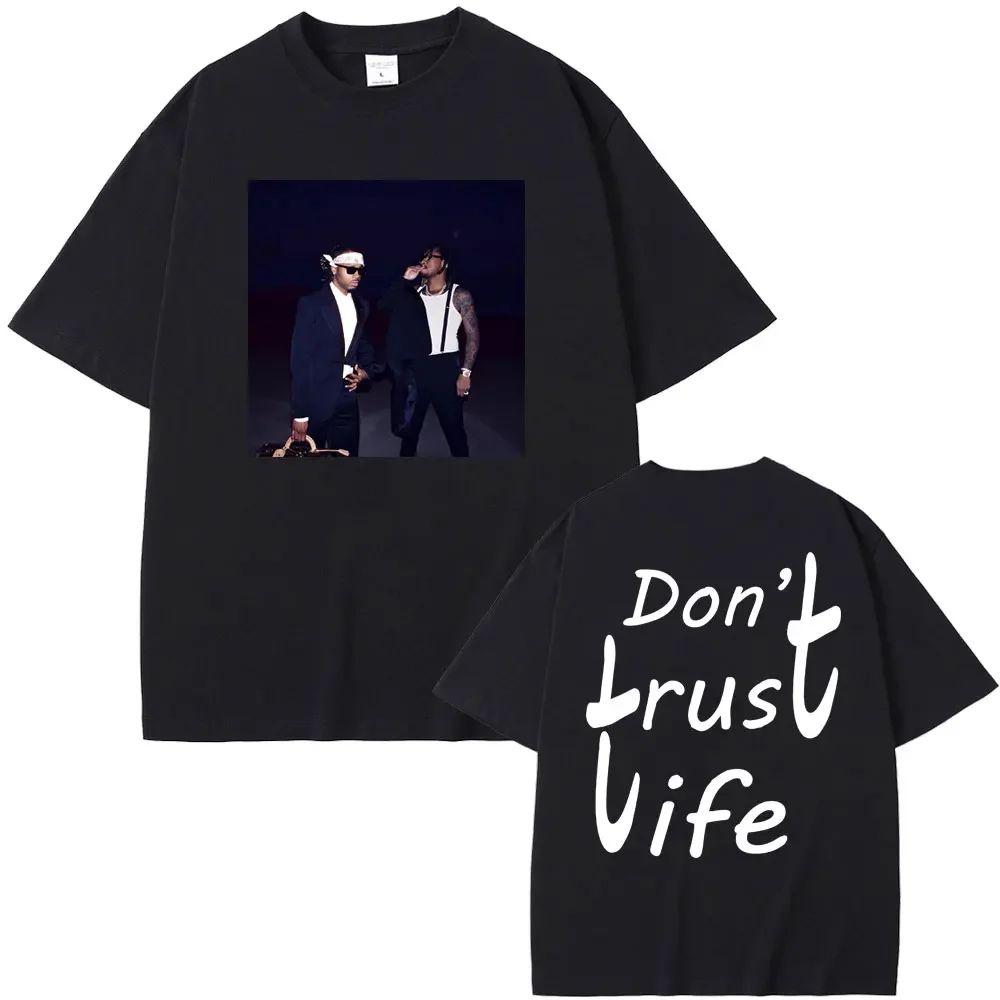 Vintage Washed Future Metro Boomin We Don't Trust You Trap Hip Hop Printed Cotton T-shirt Men Women Tee Summer Casual Fashion Clothing Tops Streetwear