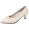 Pointed high heels women's new spring and autumn thick heel middle heel single shoes women's light mouth beige work shoes