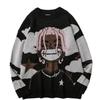 Japanese Abstract Knit Sweater Loose Fit Casual Lazy Style Round Neck Long Sleeve Pullover Men Women