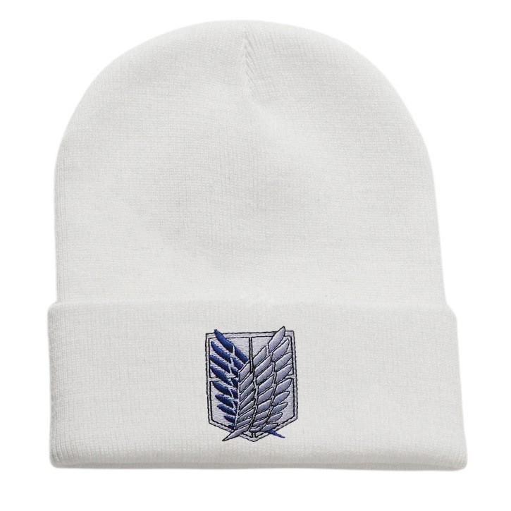 Attack On Titan Embroidered Knit Beanie With Windproof Warmth For Outdoor Activities