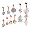 9Pcs/Set Sexy Dangling Navel Belly Button Rings Belly Piercing Crystal
