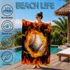 Flaming Football Artwork Beach Towel, Microfiber Beach Towel, Perfect For Pool, Beach, Travel, Home Decor Beach Party Fan gifts