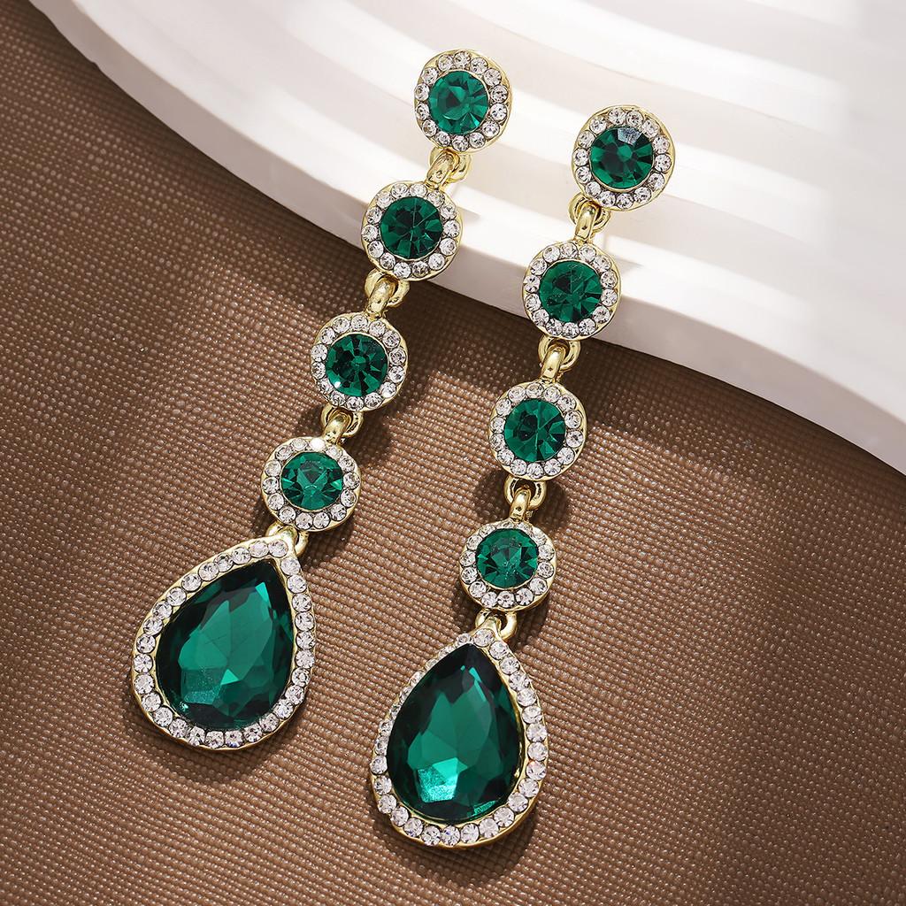 Boucles d'oreilles Goutte d'eau Style Français Vintage pour Femmes avec Détails Strass pour Soirée