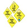 Baby On Board SAFETY Car Window Suction Cup Yellow REFLECTIVE Warning Sign 12CM