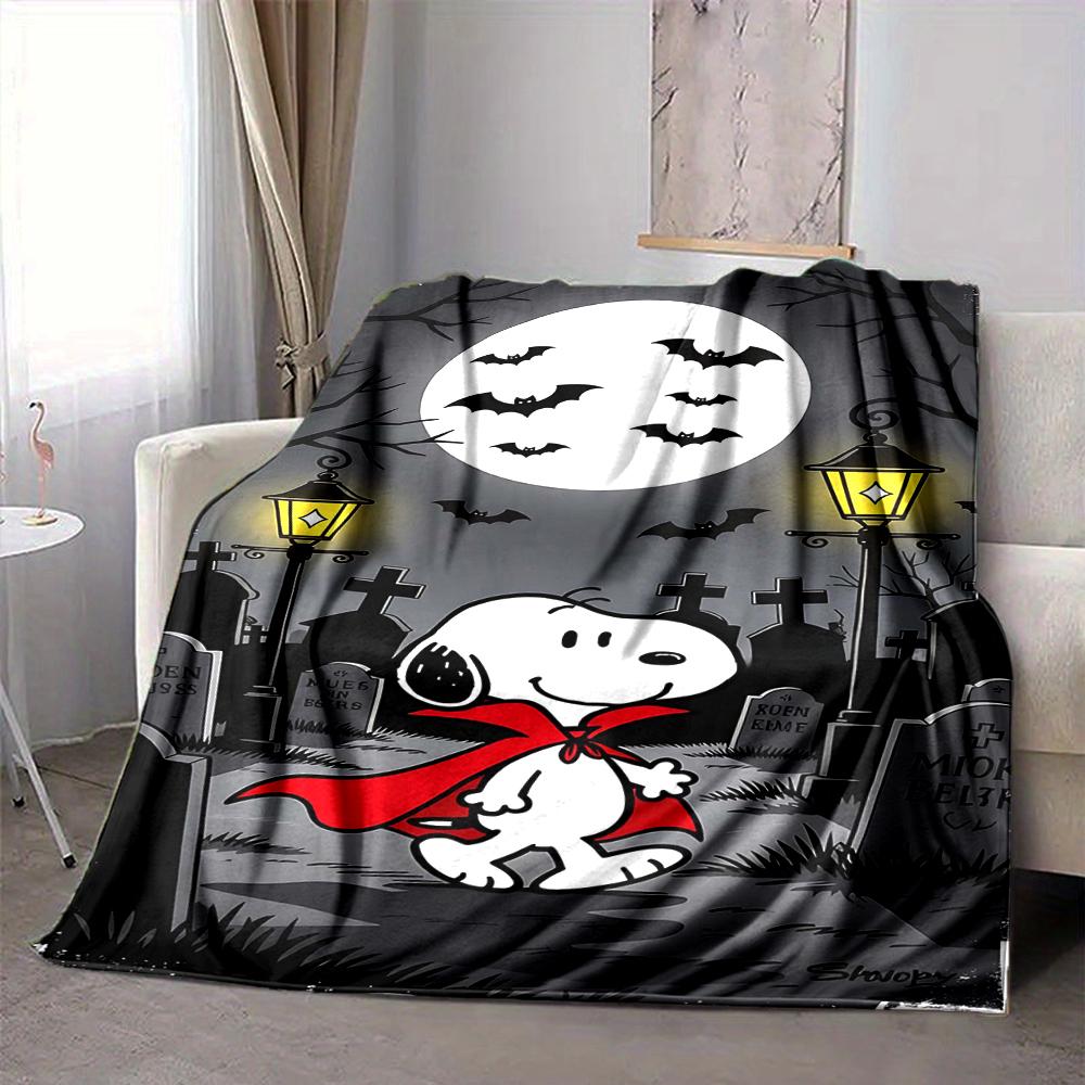 1Pc Snoopy Witch Halloween Night Blanket Soft And Comfortable Casual Warm Camping Travel Christmas Halloween Gift M91799