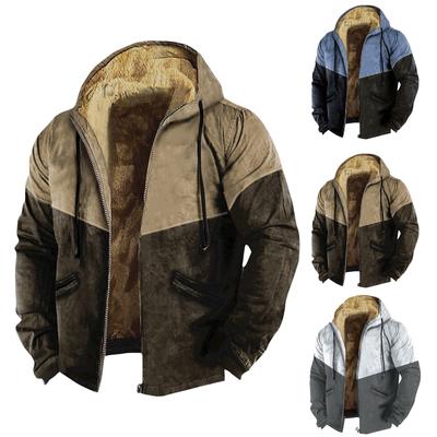 Men's Color Block Jacket Men's Spring And Autumn Casual Trend Zipper Hooded Jacket