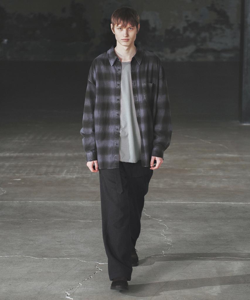 INSILENCE Linen Belted Fatigue Pants Mud Black