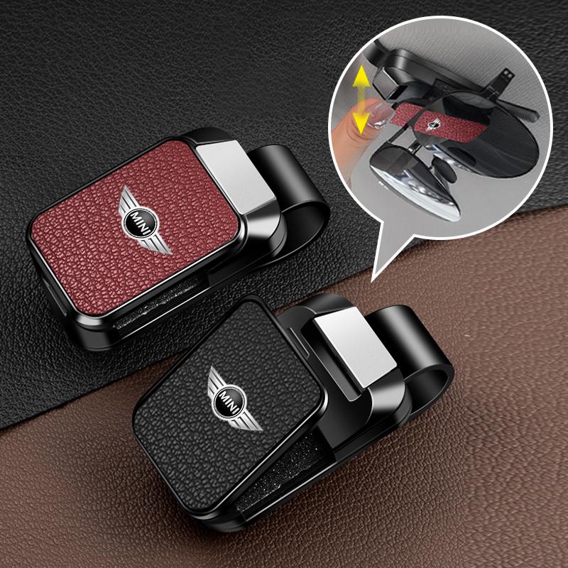 Horká 2025 Kožená krabička na brýle do sluneční clony auta Držák na karty a tužky Pouzdro na uložení brýlí Pro BMW Mini Cooper S JCW R55 R5 Clubman Coun