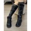 Distressed Studded Western Cowboy Botas Mujer Fashion Shoes Women Style  New Rock High Heels Runway Sneaker