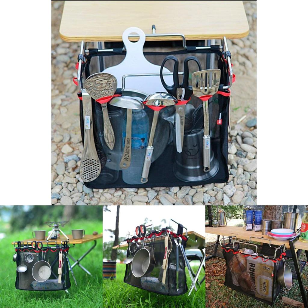 Vielseitiges BBQ-Drahtgitter-Aufbewahrungsgestell mit praktischer Tragetasche zur einfachen Organisation