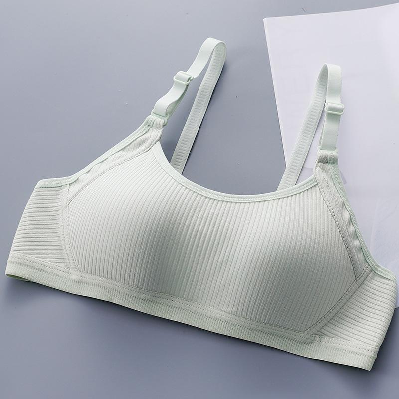 

New student stripes less gathered without steel rim vest type comfortable solid color bra gathered 32/70ab through cup зелёный