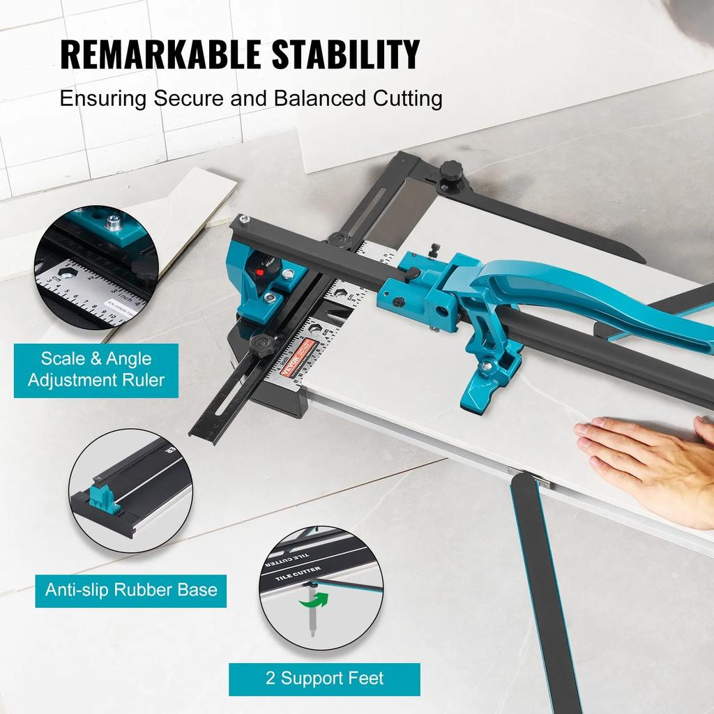 VEVOR Manual Tile Cutter, 1200mm, Porcelain Ceramic Tile Cutter with Tungsten Carbide Cutting Wheel, Infrared Positioning, Anti-Skid Feet