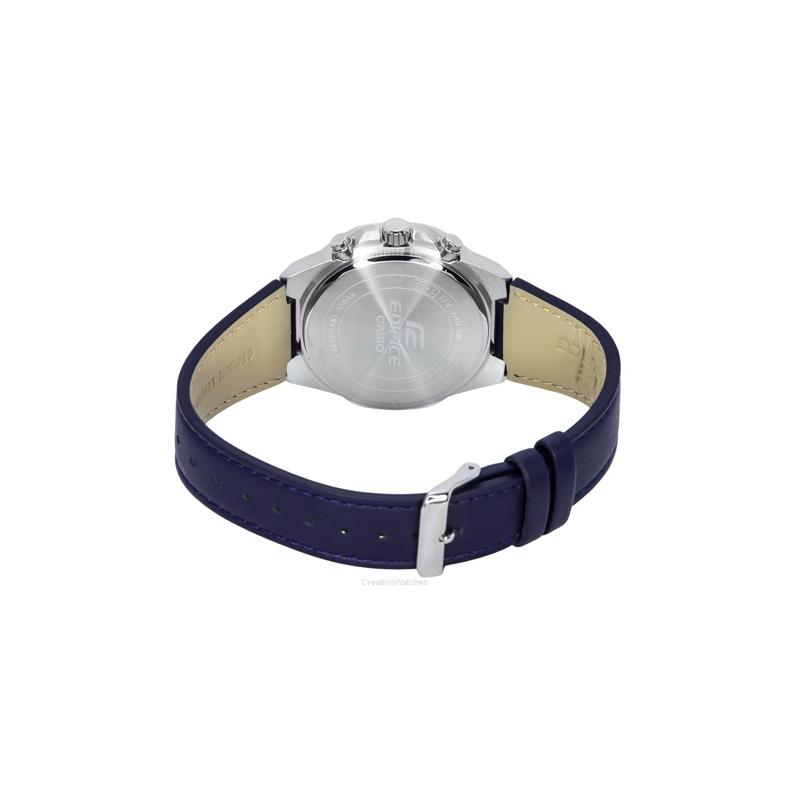 Casio 100 Meters Waterproof, Quartz Movement, Leather Strap, Japanese and Korean Watch, Men's Watch, Blue Dial EFV-640L-2AV