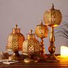 Vintage Iron Candle Holder Decor Tabletop Copper Lantern with Electronic Candle for Dining Room Thai Spa Retro Home Decor