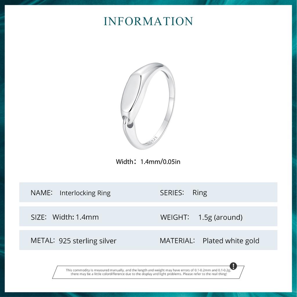 BAMOER 925 Sterling Silber minimalistischer ineinandergreifender Ring Liebe einfaches Band für Frauen Valentinstag edler Schmuck Geschenk