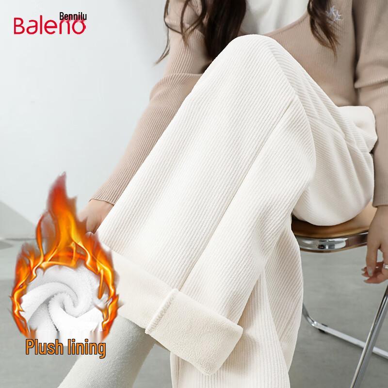 Baleno Women's Fleece Lined Corduroy Straight-Leg Pants
