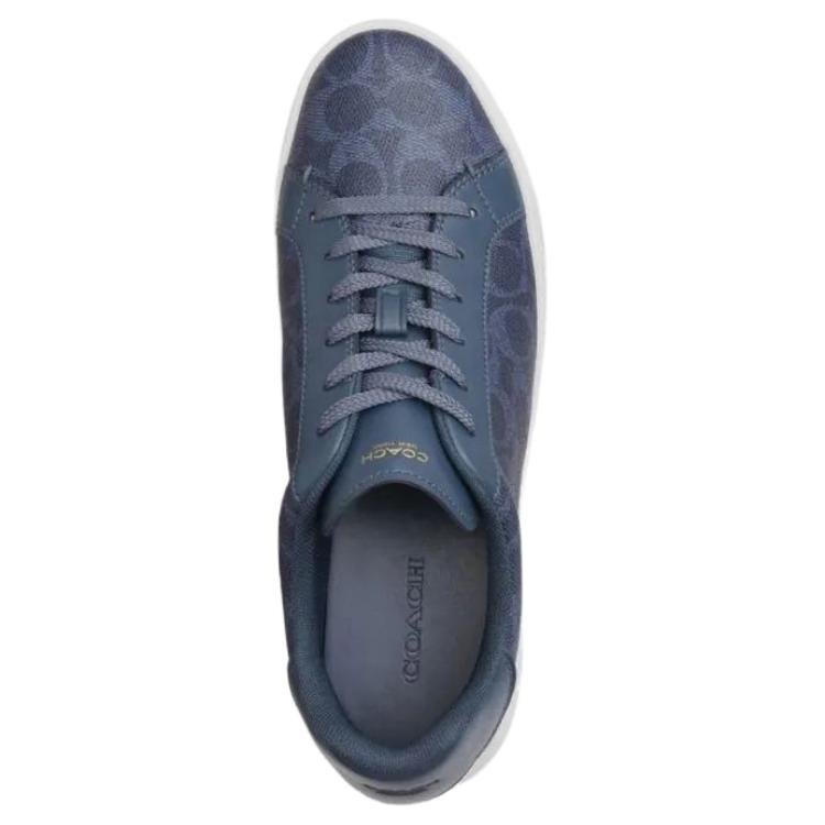 Coach High Line Cow Split Leather Round Toe Lace-Up Low-Top Sneakers Women sneakers Blue CBT39_XXQ