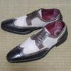 Vintage Spain Made/MEZLAN/Two-Tone Wingtip Shoes/8M/Approx. 26.0/Off-White & Black/Bicolor/Long Nose(USED)
