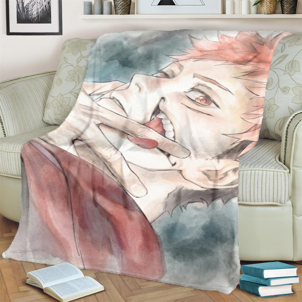 Soft Warm Print Blanket Jujutsu Kaisen Flannel for Bedrooms, Sofas, Beds, Chairs, Picnics, Travel