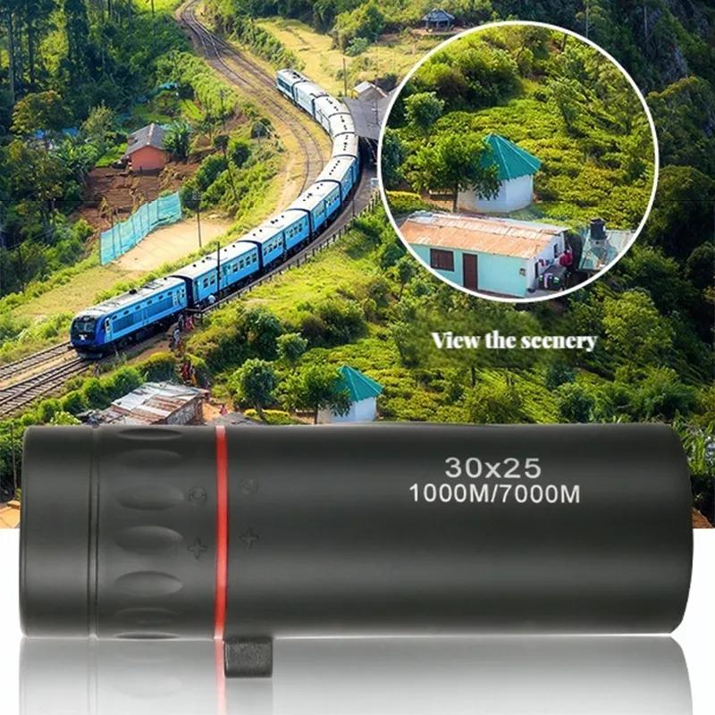 HD 30X25 Monocular Telescope Zooming Focus Green Film Binocular Optical Hunting Tourism Scope for Outdoor Hike Camping Monocular