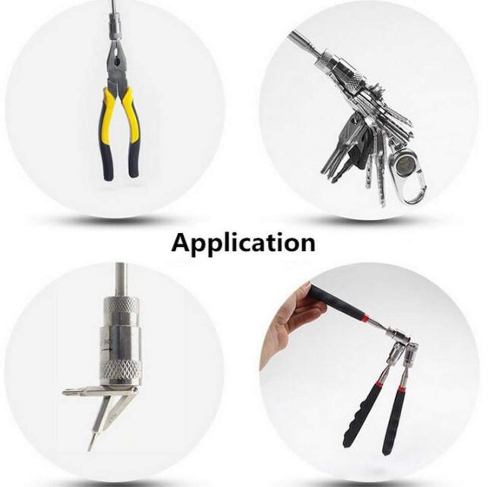 HJ Magnet, Ausziehbar, Stiftförmig, Langer Magnet mit LED-Licht, Starkes magnetisches Aufnahmewerkzeug mit Antennenform (2er Set)