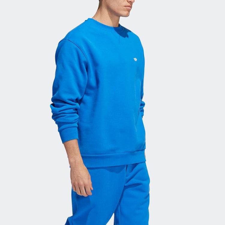 Adidas Originals Trefoil Solid Logo Embroidered Crew Neck Sweatshirt Unisex Sweatshirt Blue HK9869