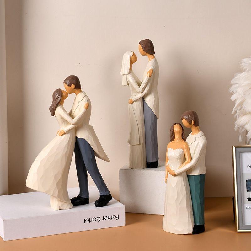 Figura de Pareja de Resina Hecha a Mano Decoración Decoración del Hogar Adorno de Boda Regalo de San Valentín