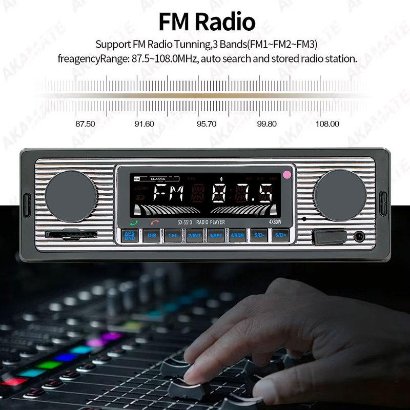 1Din MP3 Car Radio Bluetooth Vintage Dual Knob Player Support FM AUX EQ SD Card 12V Multimedia Stereo Head Unit USB TF Player