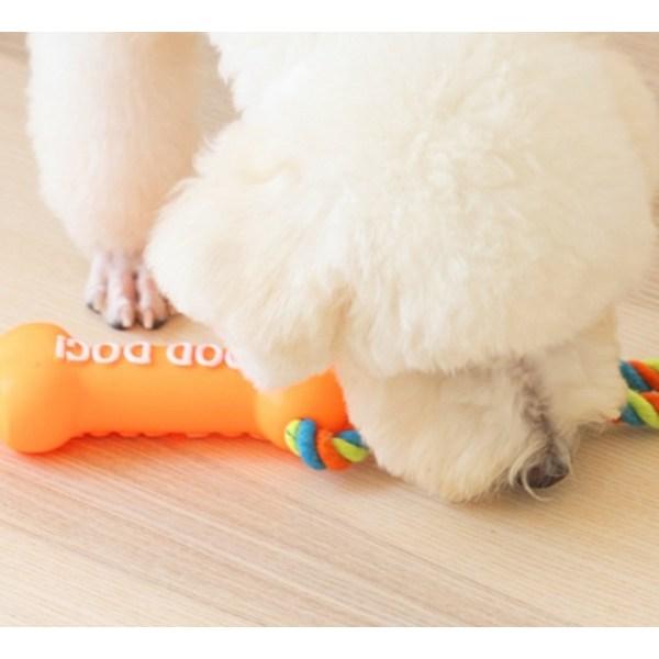 Dog Hanau Squeak and Tug Play Rope Toy 2-piece set, orange, green, 1 set