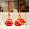 Chinese New Year Lucky Tiger Plush Pendant with Wealth God, Ingots, Copper Coins, Koi, & Horse Year Decoration