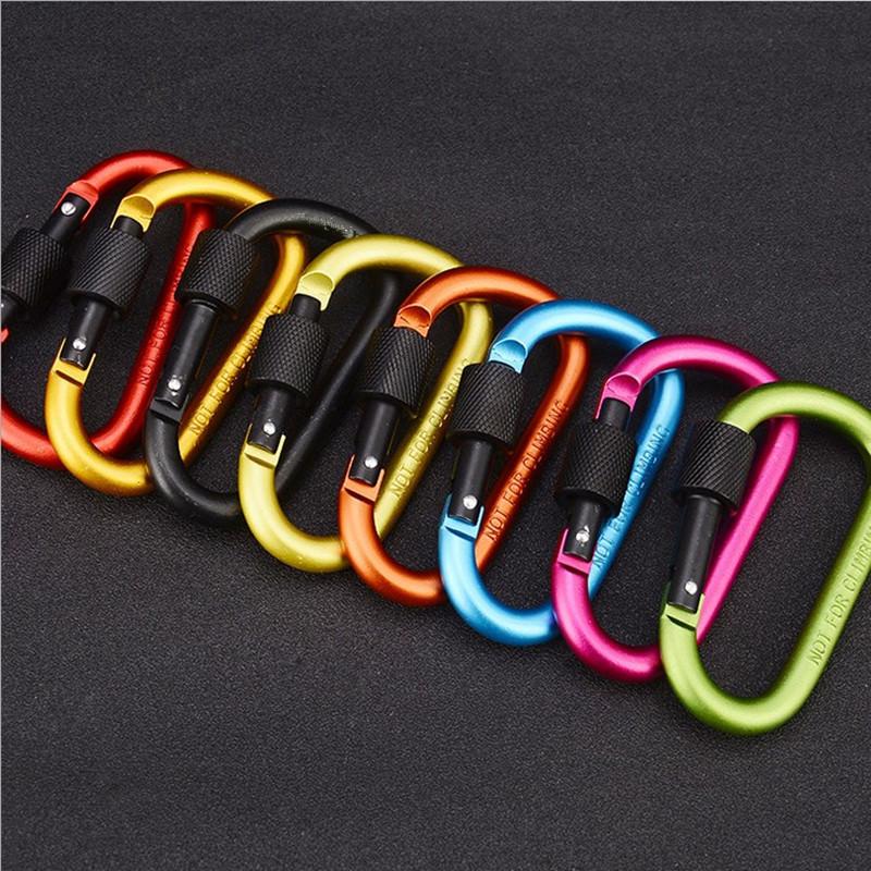 Locking D-Shaped Aluminum Alloy Quickdraw Hook for Backpack or Water Bottle