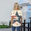 Women's T Shirt Tee Print Button Short Sleeve Daily Weekend Fashion Basic V- Neck Regular Top