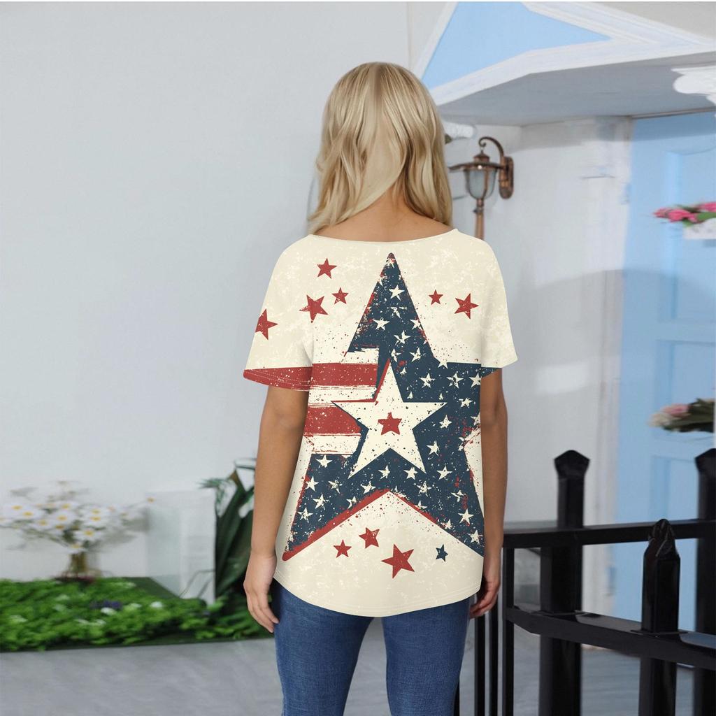 Women's T Shirt Tee Print Button Short Sleeve Daily Weekend Fashion Basic V- Neck Regular Top