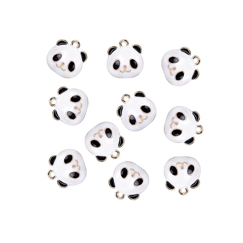 10Pcs/Set Cute Panda Animals Alloy Enamel Charms Pendant Diy Craft Jewelry Gift