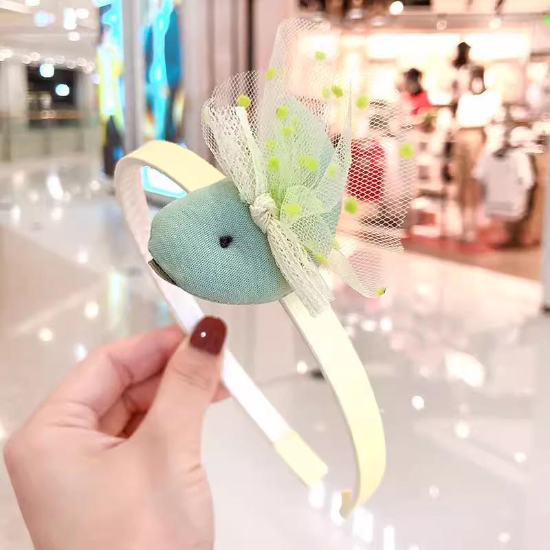 2024 Korean Green Headband & Hairpin for Girls - Trendy Douyin Style High-Value Headdress for Kids