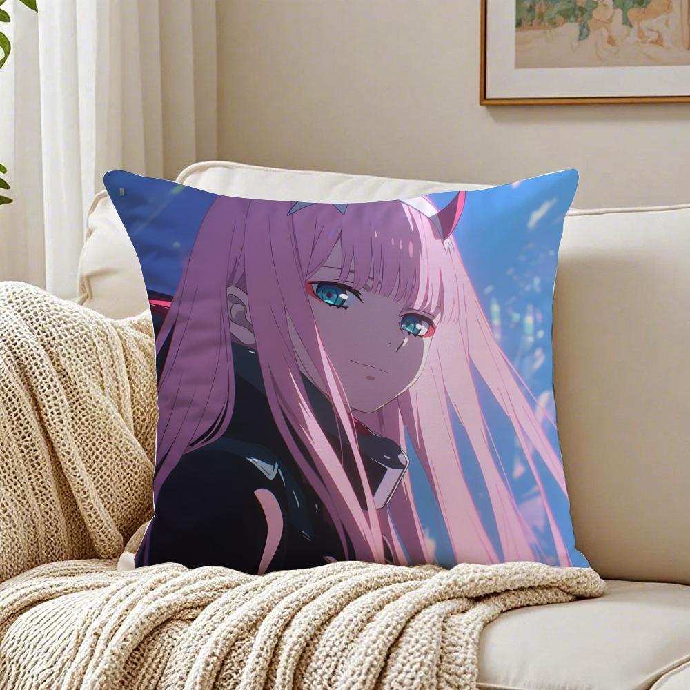Anime Mecha 02 zero two DDARLING in the FFRANXX Cushion Cover Pillowcase Antidustmite living Room Sofa Decor Cushion Room
