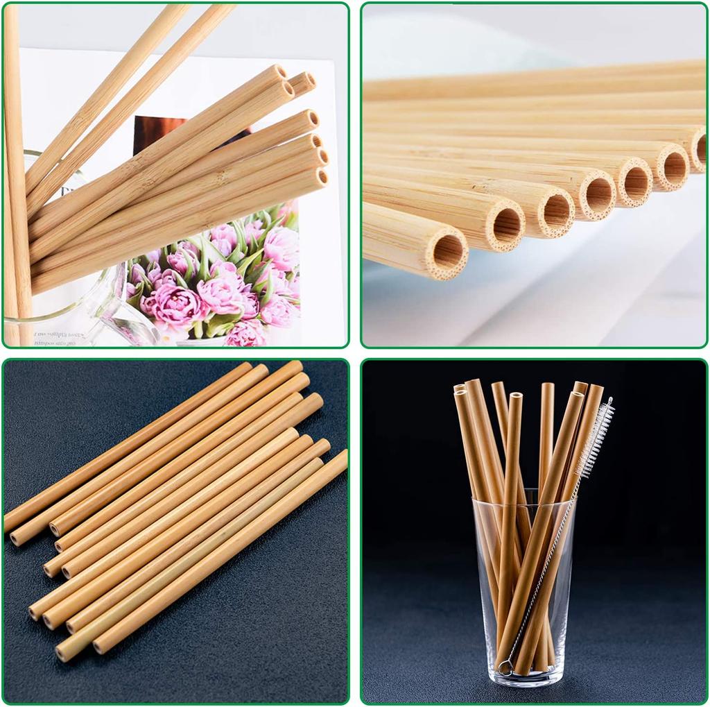 New Style Reusable Bamboo Straws,BPA Free Bamboo Straws Reusable Organic,Eco Straws Alternative To Plastic Straws,Strong&Durable