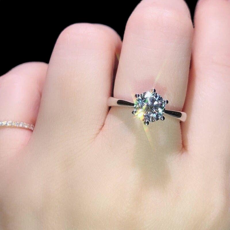 1ct D Color Moissanite Engagement Ring for Women 925 Sterling Silver Gold Plated Solitaire Rings Wholesale