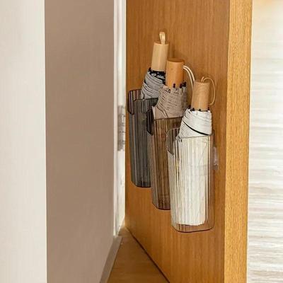 Support Organisateur Moderne pour Parapluies Pliables Verticaux Porte-Parapluies Gain de Place Montage Mural Boîte de Rangement pour Parapluies Détachable