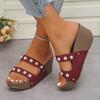 Fashion New Style Summer Platform Slippers Women's Buckle Rivet Flat Bottom Sandals for Women's Anti Slip Wedge-soled Shoe Luxury Slides