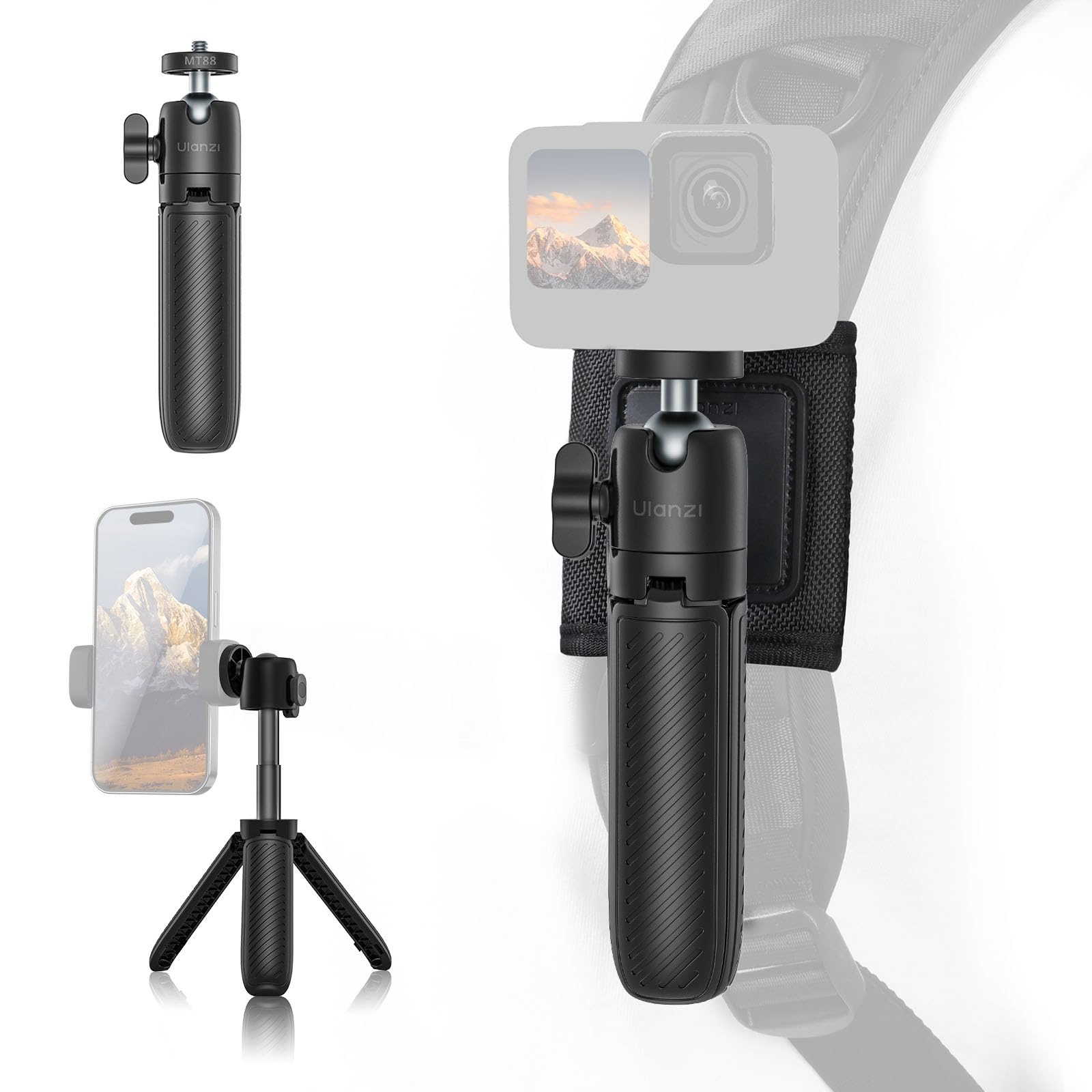 

Мини телескопический настольный штатив для камеры Ulanzi MT88 с вращающейся резьбой на липучке, складной, для селфи, Osmo Action и других штатив, 3 секции