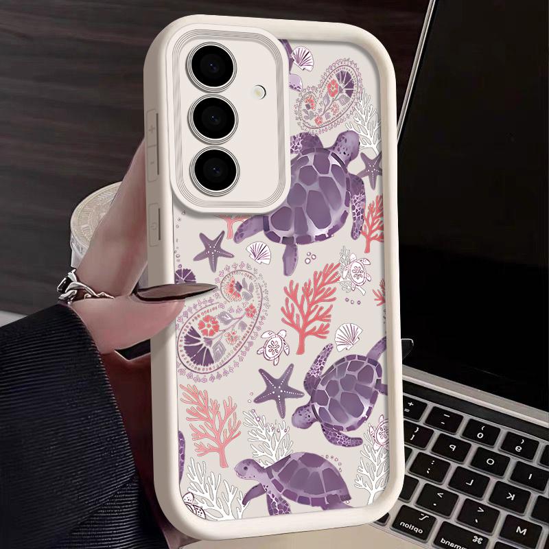 Phone Case For Samsung Galaxy S24 S25 S21 Ultra S22 FE S23 Plus A55 A54 5G A16 Shockproof Soft TPU Coral Seashell Pattern Funda