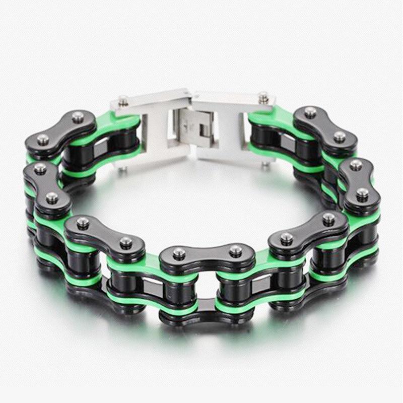 Punk Pulseiras e Braceletes Laranja de Bicicleta para Homem Preto Corrente de Motocicleta Pulseira Homem Mulher Aço Inoxidável Joias de Pulso Biker