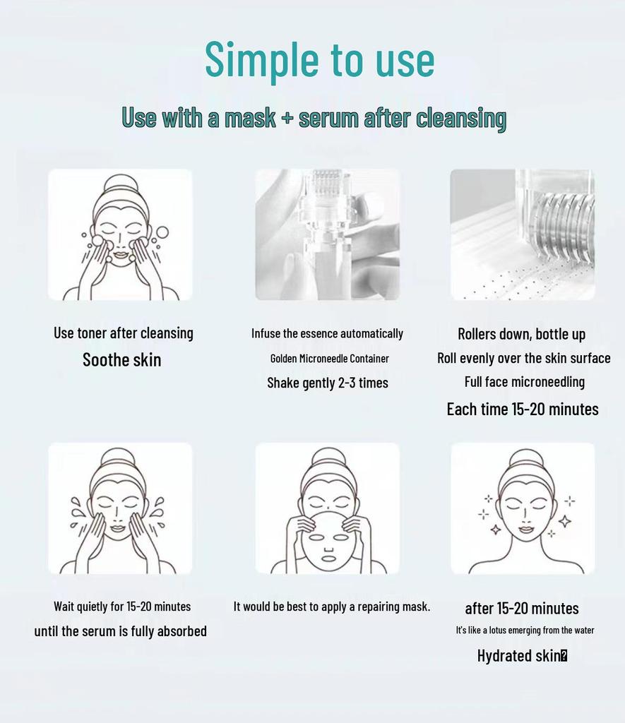 Beauty Gold Micro-needle 20-Needle Portable Stamp for Water-soluble Skincare