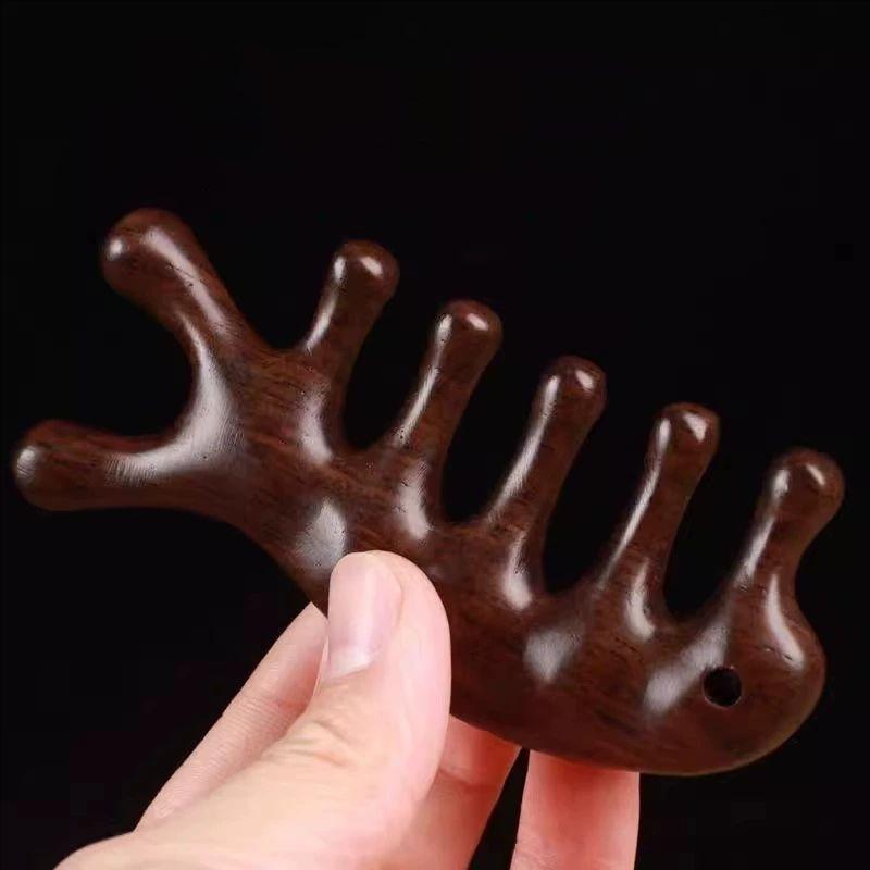 Gua Sha Tool for Face & Body Christmas Gifts for Women Mon 4 in 1 Sandalwood Comb Jaw Lifting Nose Sculpting Head Massage Comb