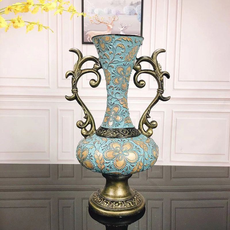 European Retro Resin Vase Furnishig Decoration Home Livingroom Table Fake Flowerpot Ornaments Crafts Store Hotel Club Adornments