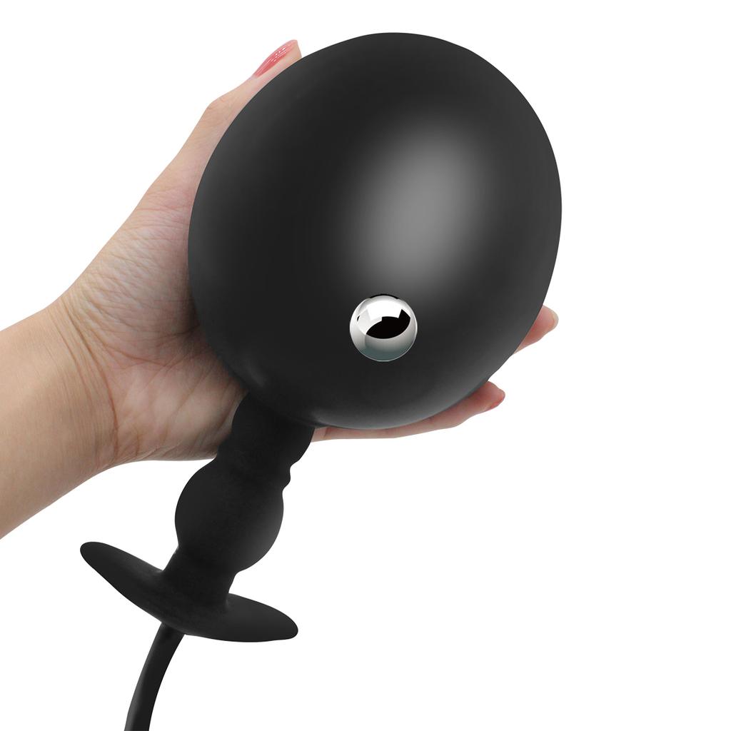 Inflatable Anal Plug with Steel Ball Anal Pull Ball Masturbator Adult Sex Toys Silicone Tail Plug Slave