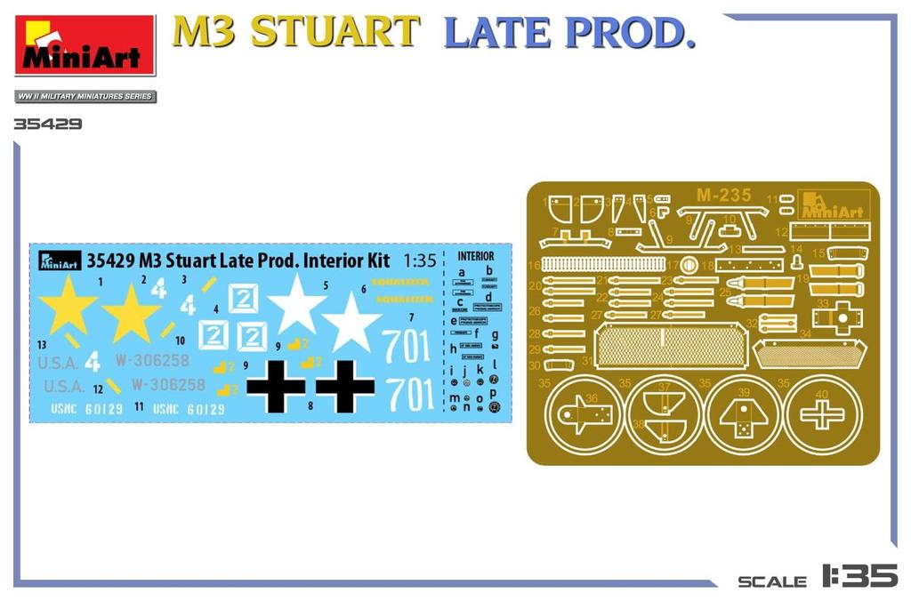 Miniart M3 Stuart Late Production Full Interior Plastic Model Kit MA35429 1/35 (Tank)