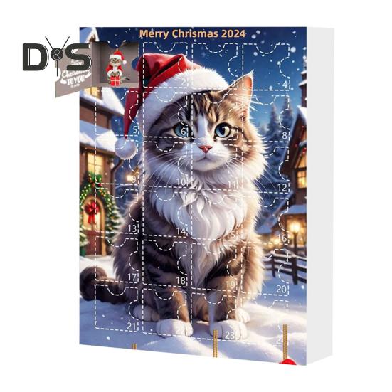 2024 Pet Advent Calendar 2D Flat Acrylic Cat Dog Pendants Christmas Tree Hanging Ornament Xmas Countdown Calendar for Home Decor